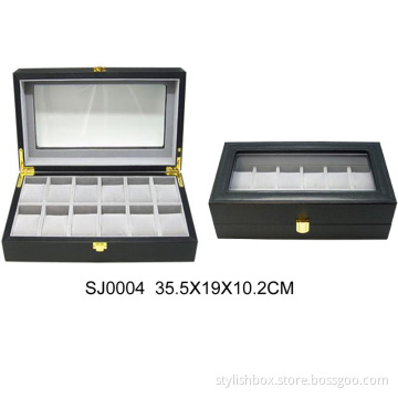 12PCS Black Leaher Watch Box with Gold Lock (SW0004)